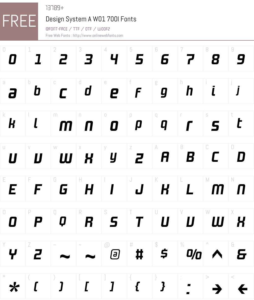 DesignSystemAW01-700I Font Screenshots