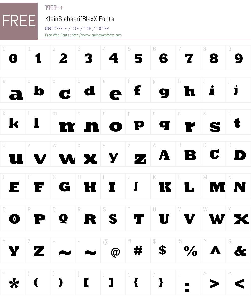 KleinSlabserifBlaxX Font Screenshots