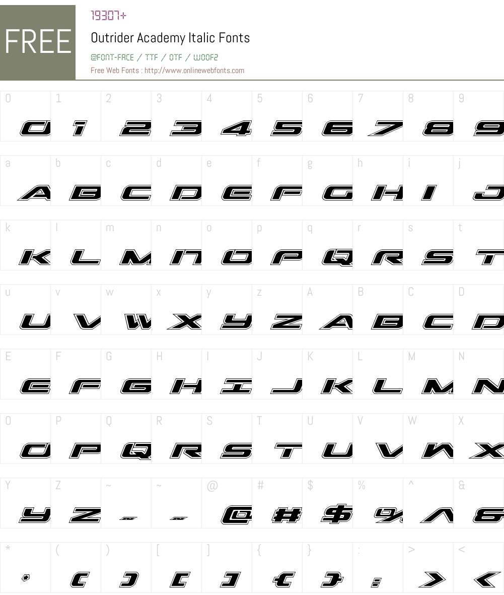 Outrider Academy Italic Font Screenshots