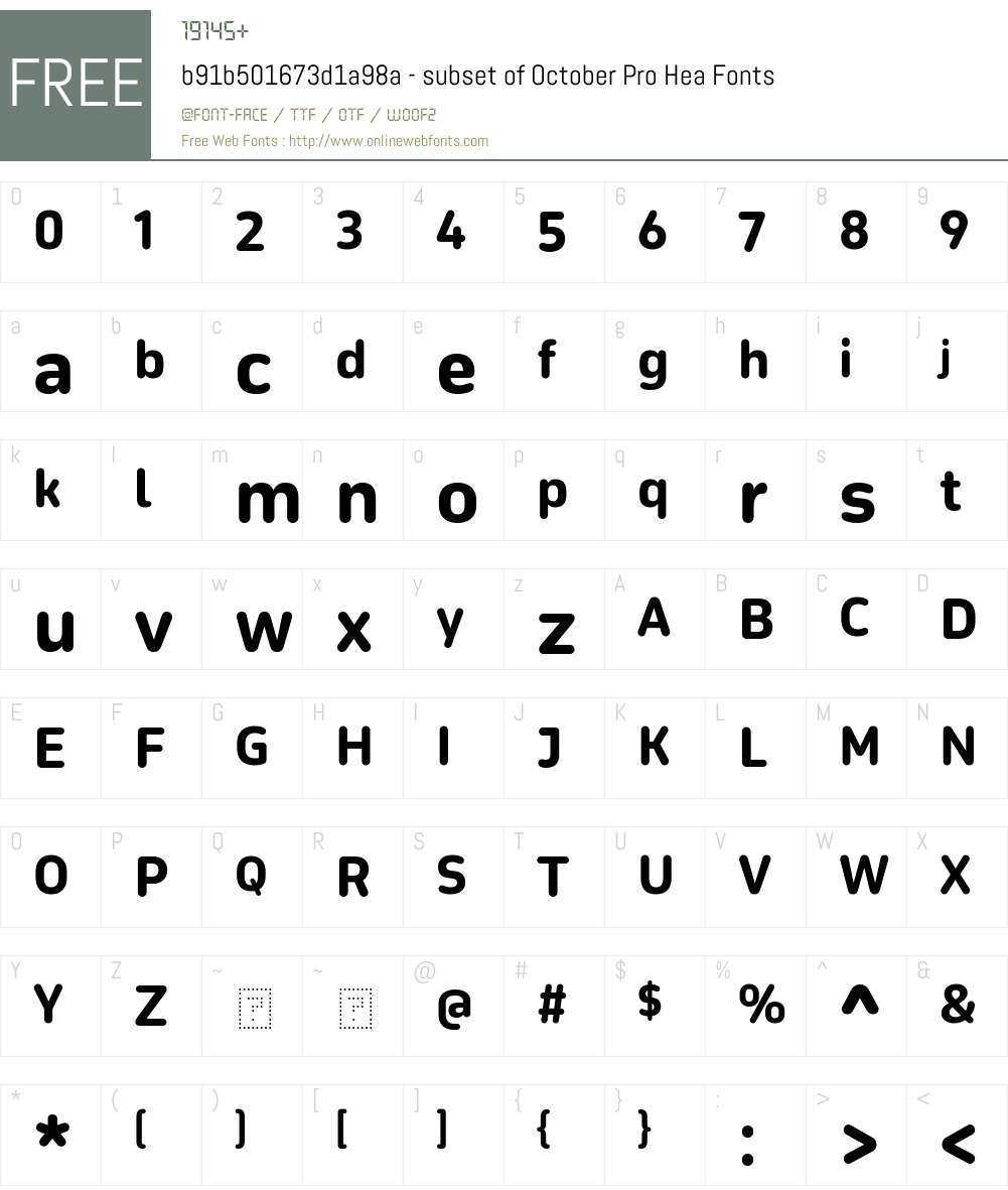b91b501673d1a98a - subset of October Pro Hea Font Screenshots