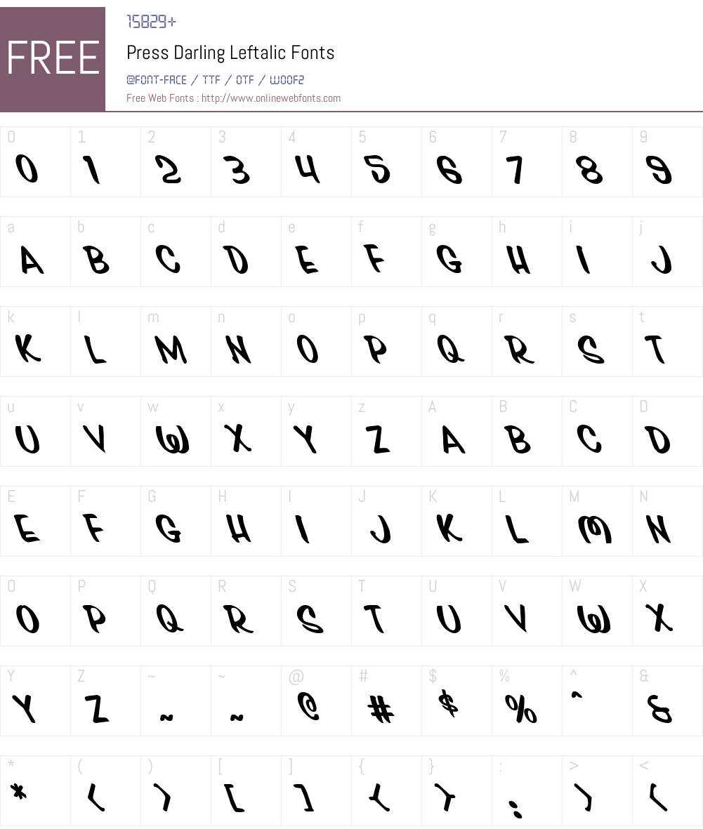 Press Darling Leftalic Font Screenshots