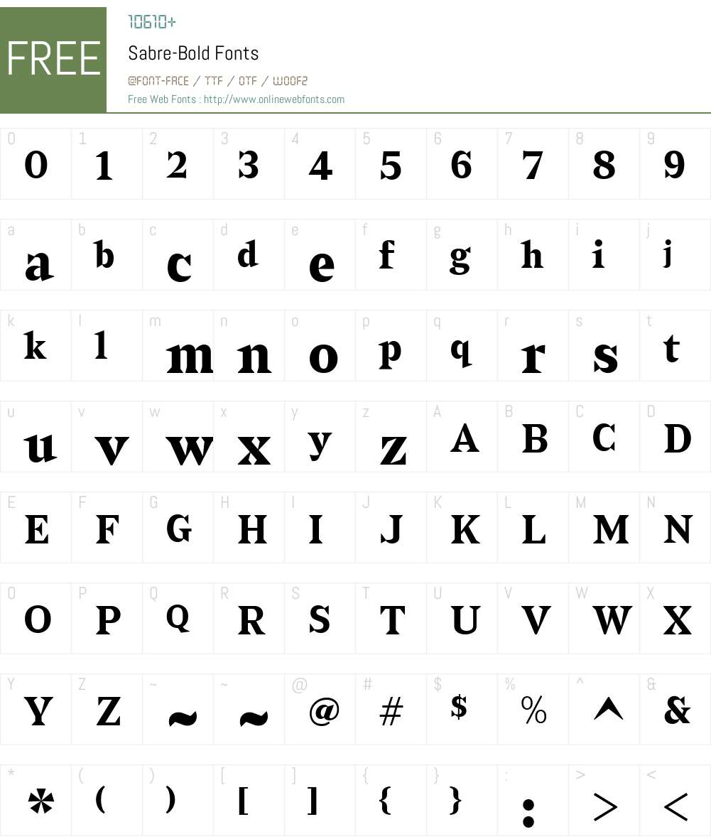 Sabre-Bold Font Screenshots