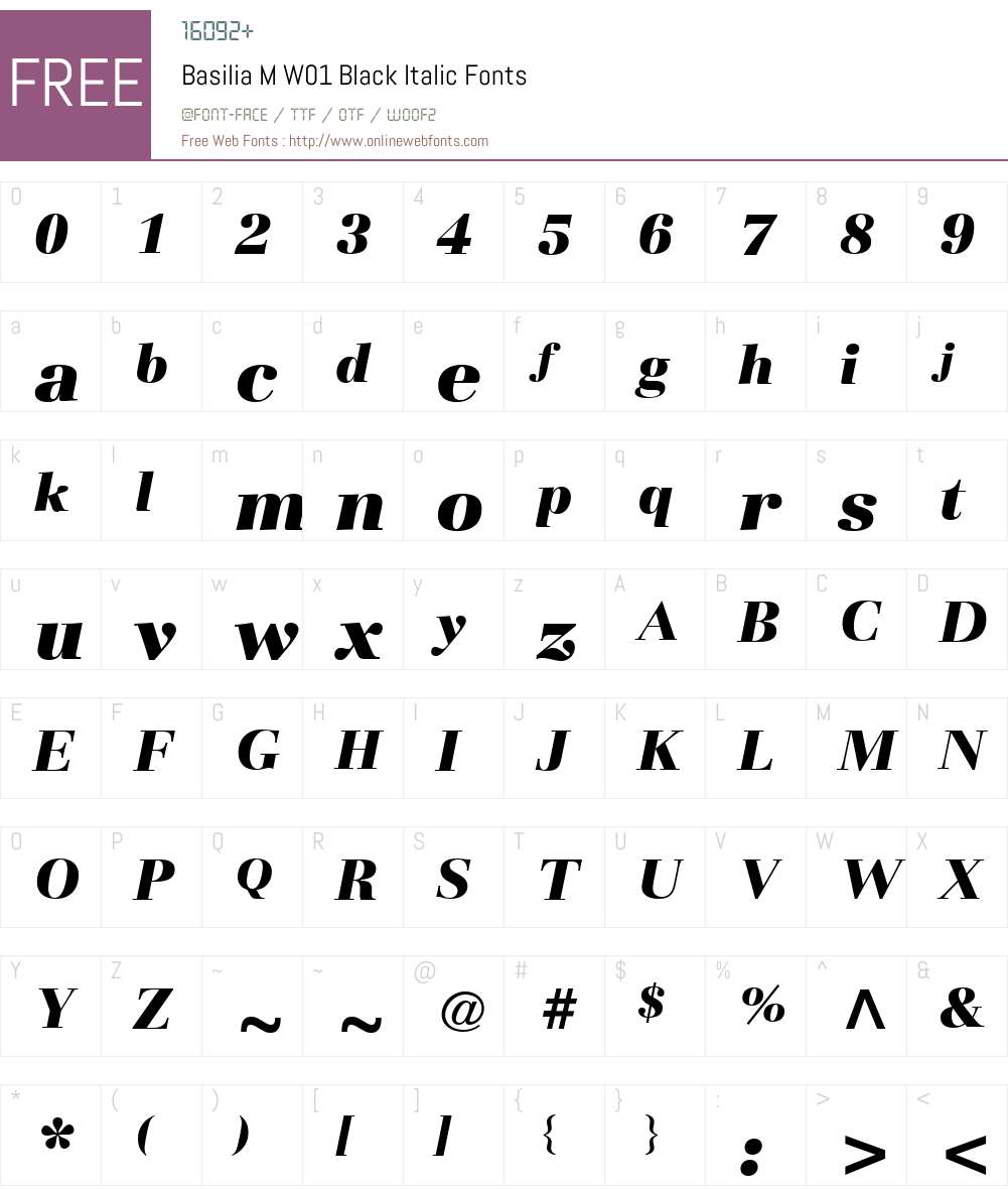 BasiliaMW01-BlackItalic Font Screenshots