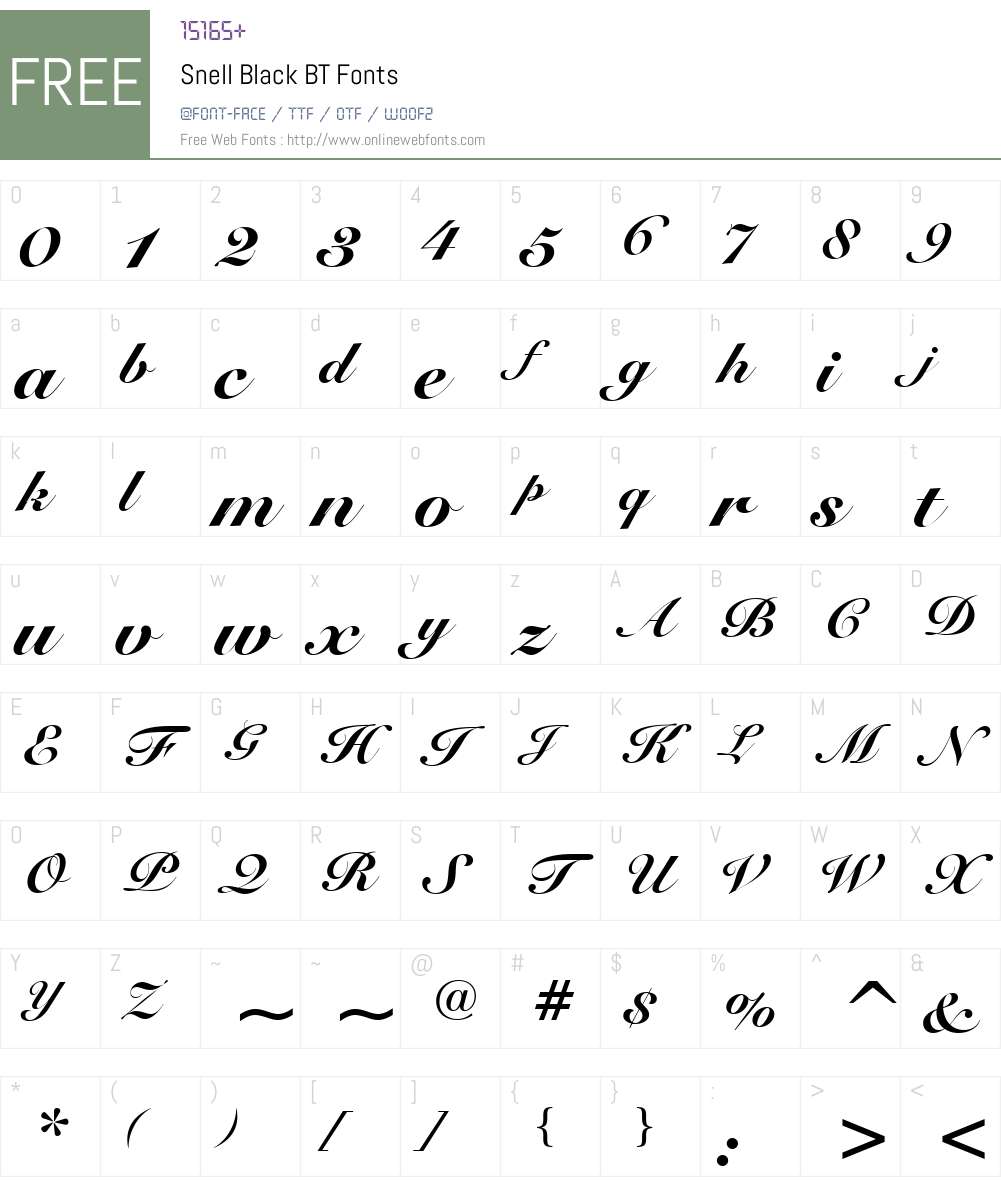 Snell Blk BT Font Screenshots