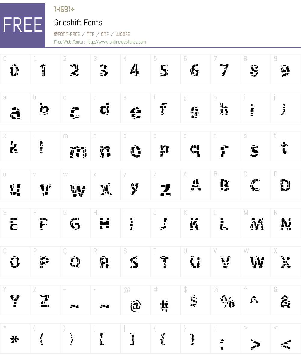 Gridshift Font Screenshots
