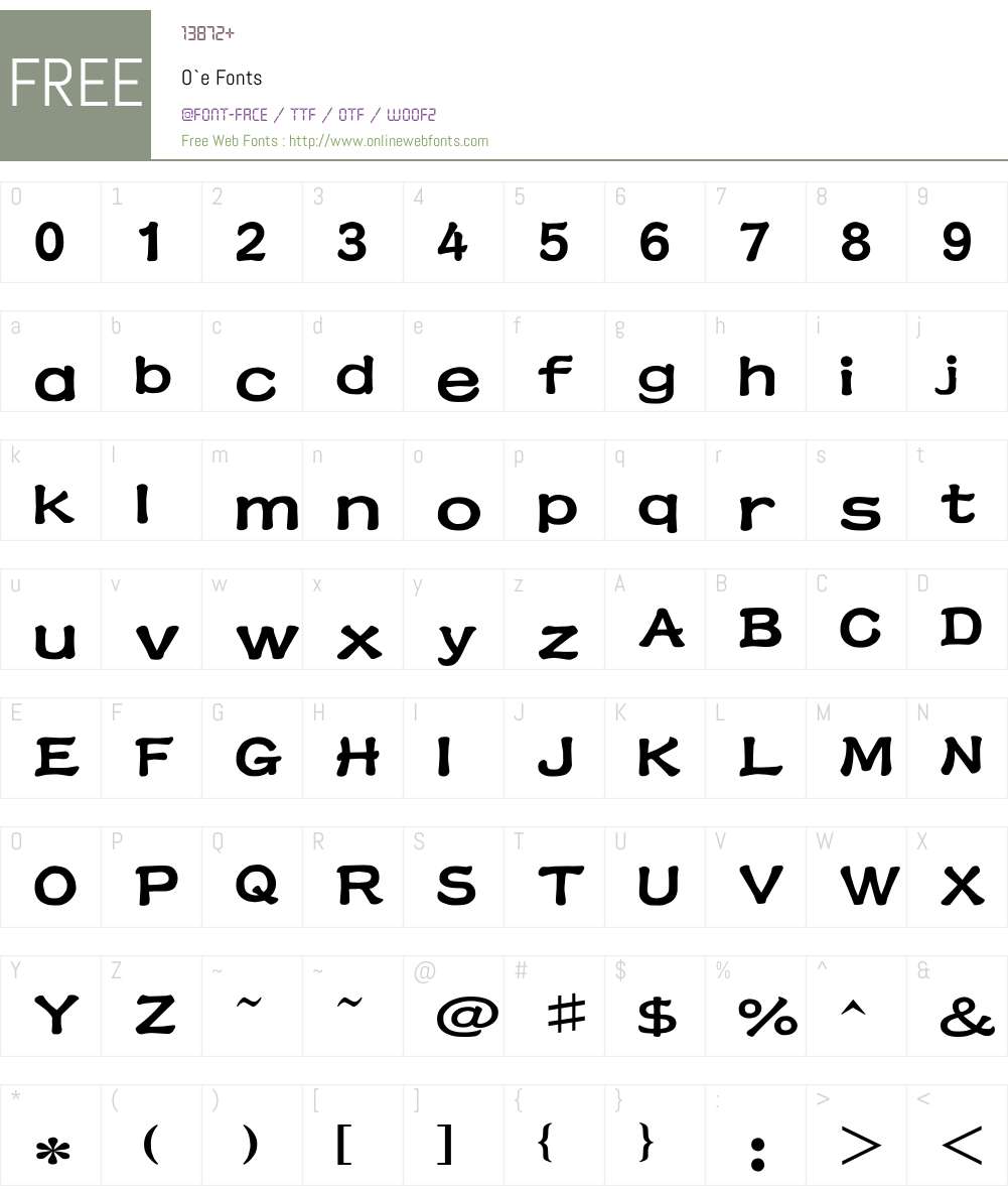 O`e Font Screenshots