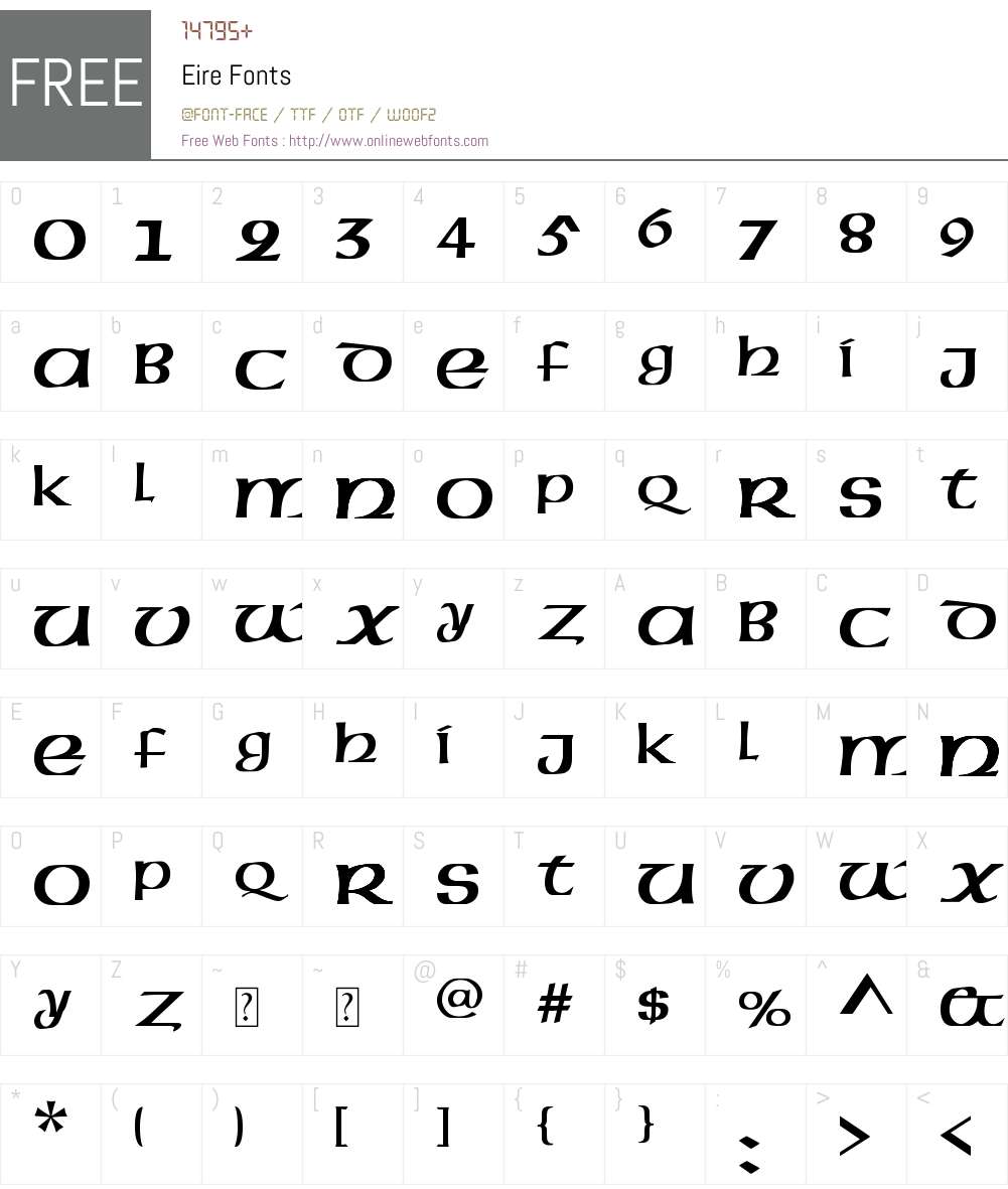 Eire Font Screenshots