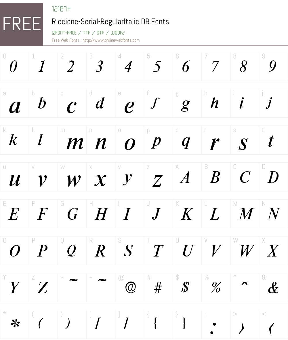 Riccione-Serial DB Font Screenshots