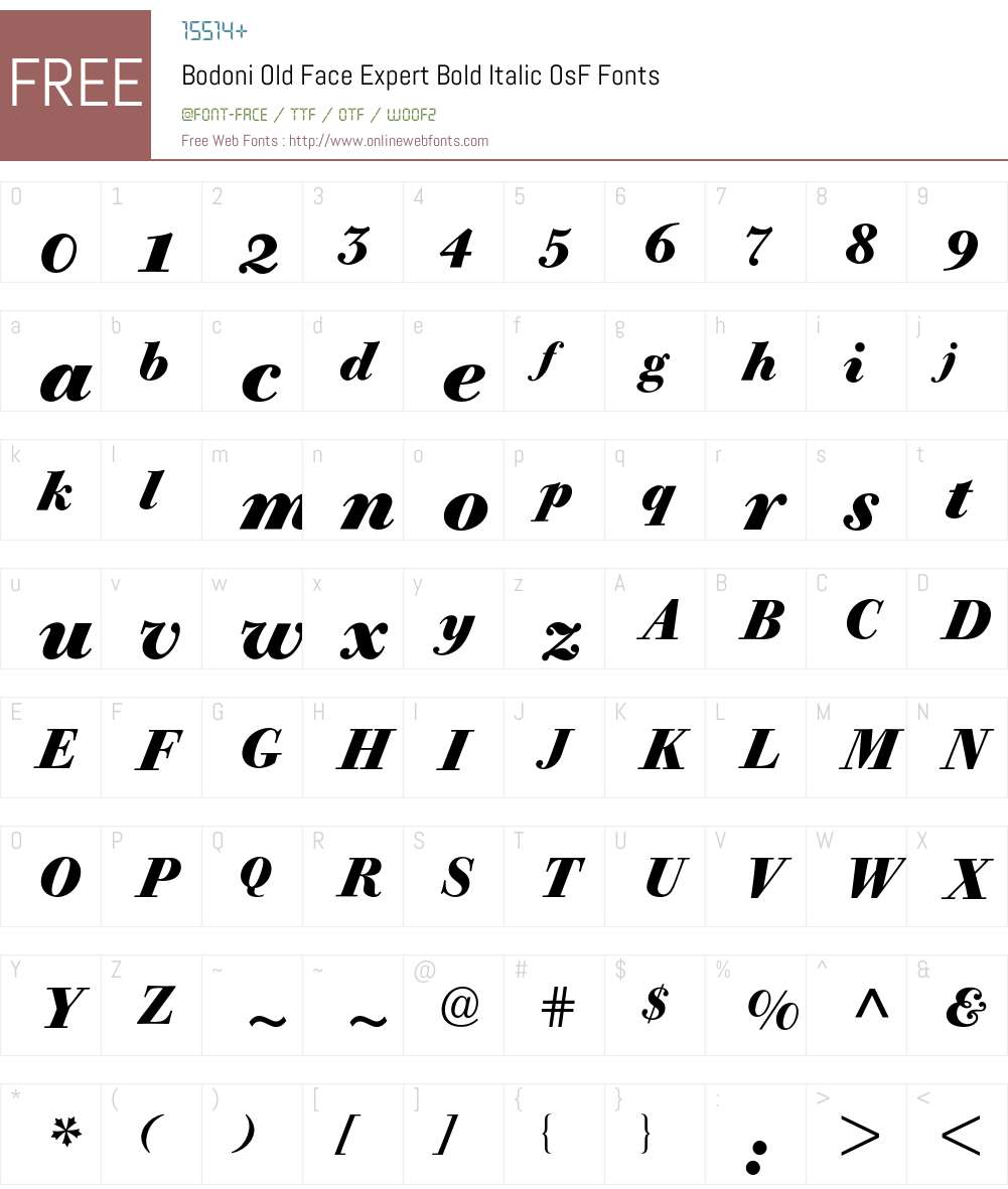 Bodoni Old Face Expert BQ Font Screenshots