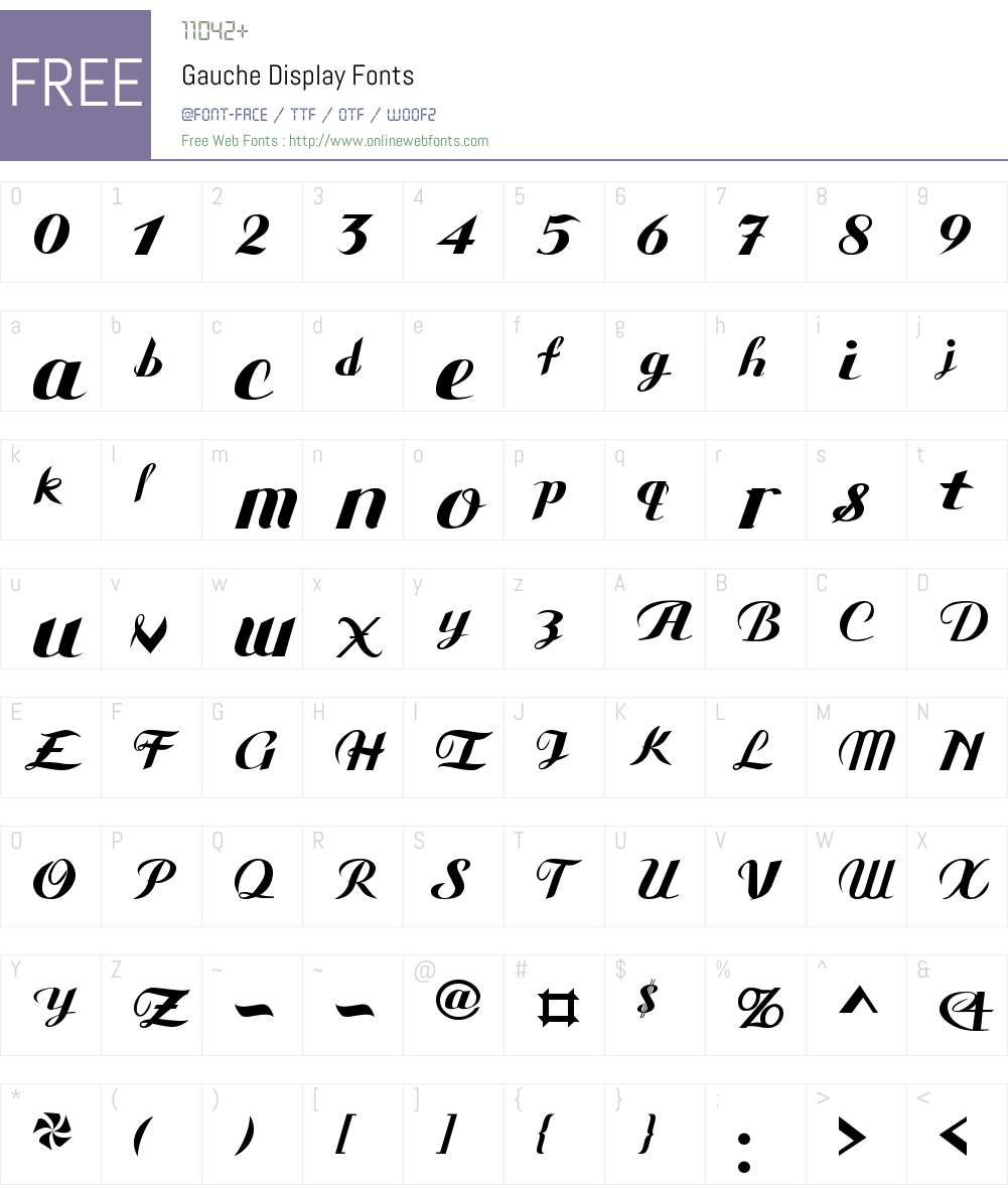 Gauche Display Font Screenshots