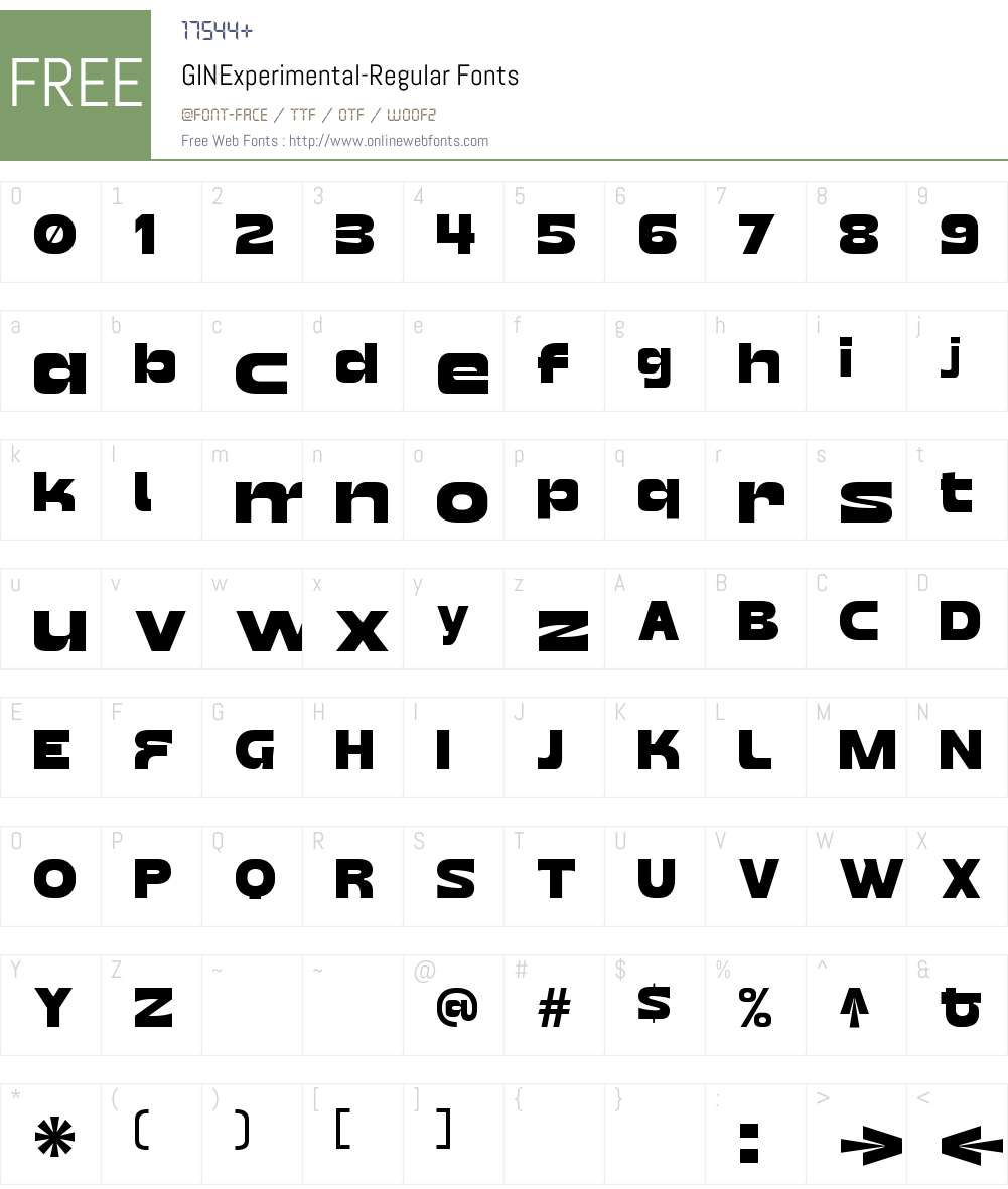 GIN Experimental 1.000 Fonts Free Download