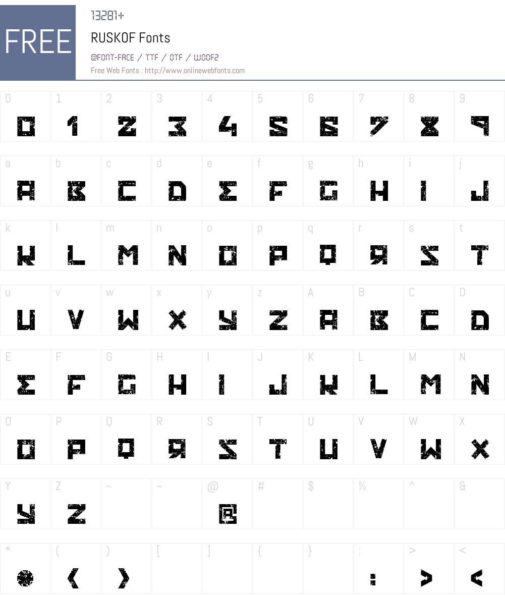 RUSKOF Font Screenshots