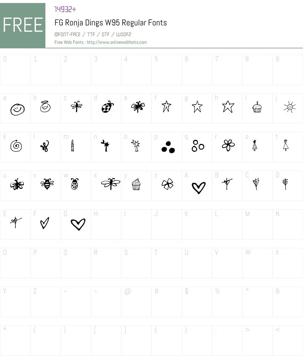 FGRonjaDingsW95-Regular Font Screenshots