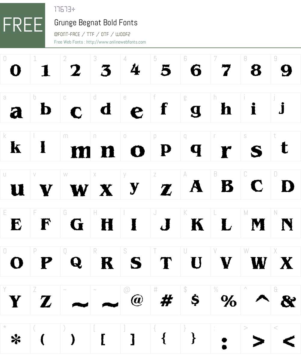 Grunge Begnat Bold Font Screenshots