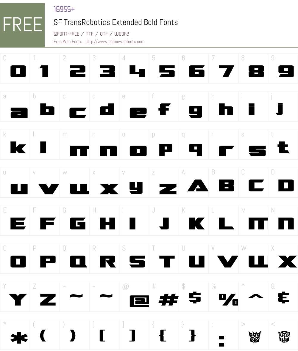 SF TransRobotics Extended Font Screenshots