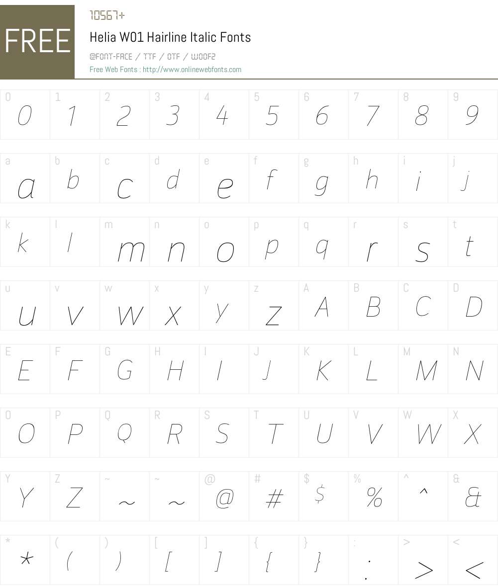 HeliaW01-HairlineItalic Font Screenshots