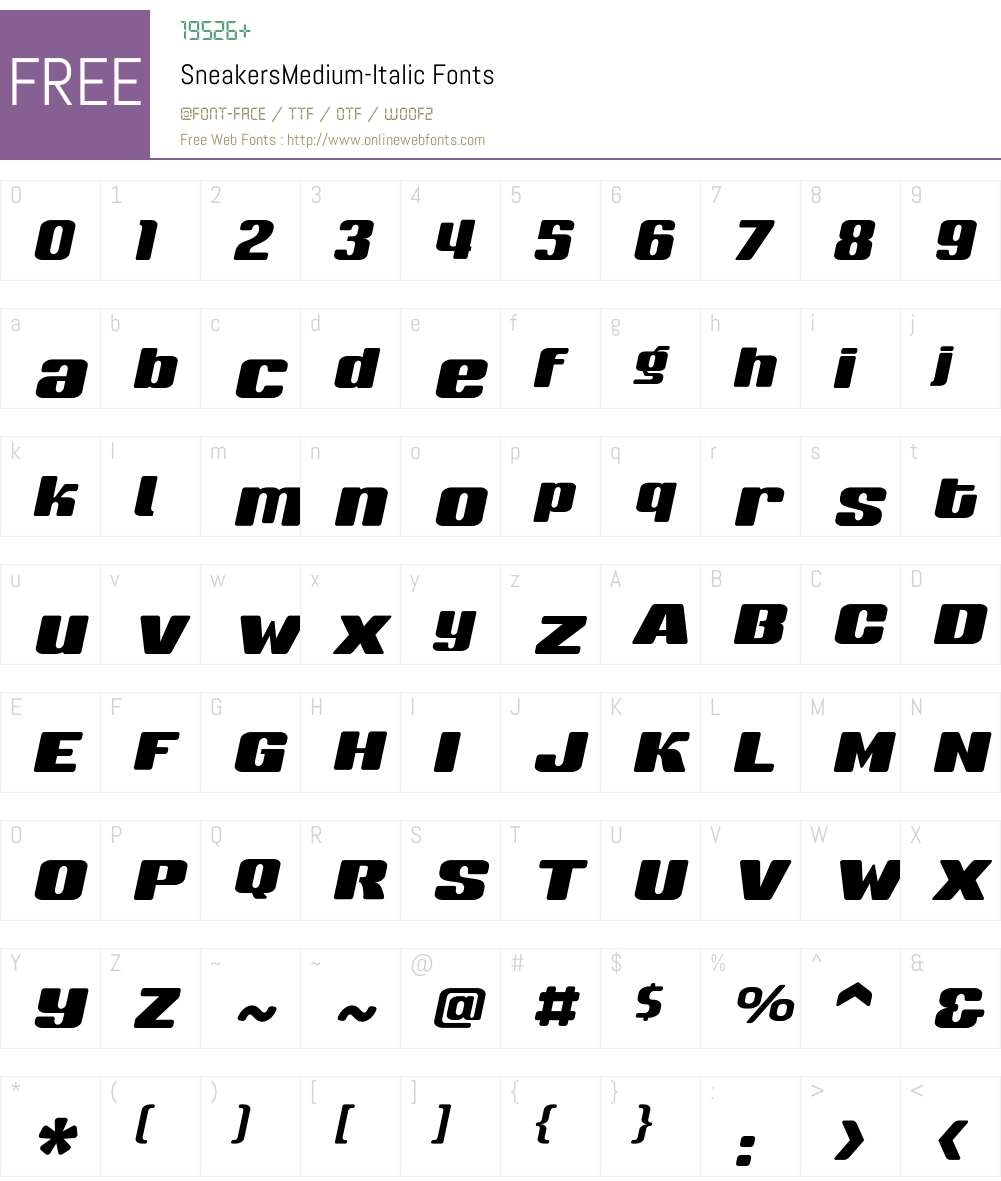 SneakersMedium Font Screenshots