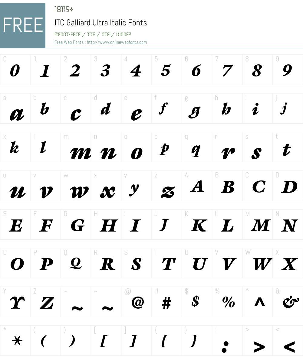 ITC Galliard Font Screenshots