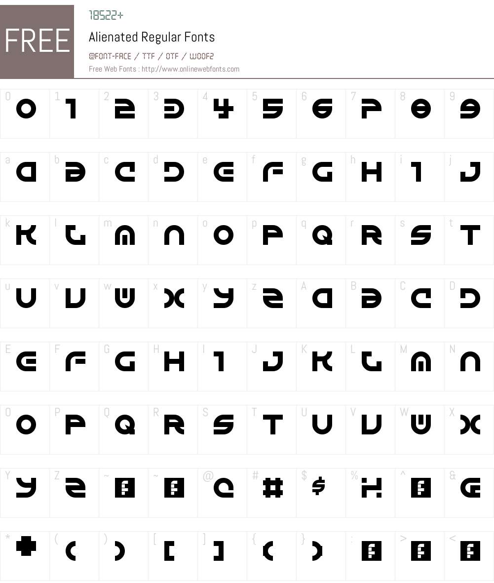 Alienated Font Screenshots