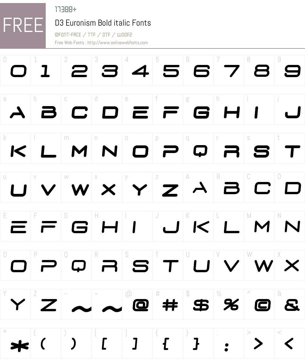 D3 Euronism Bold italic Font Screenshots