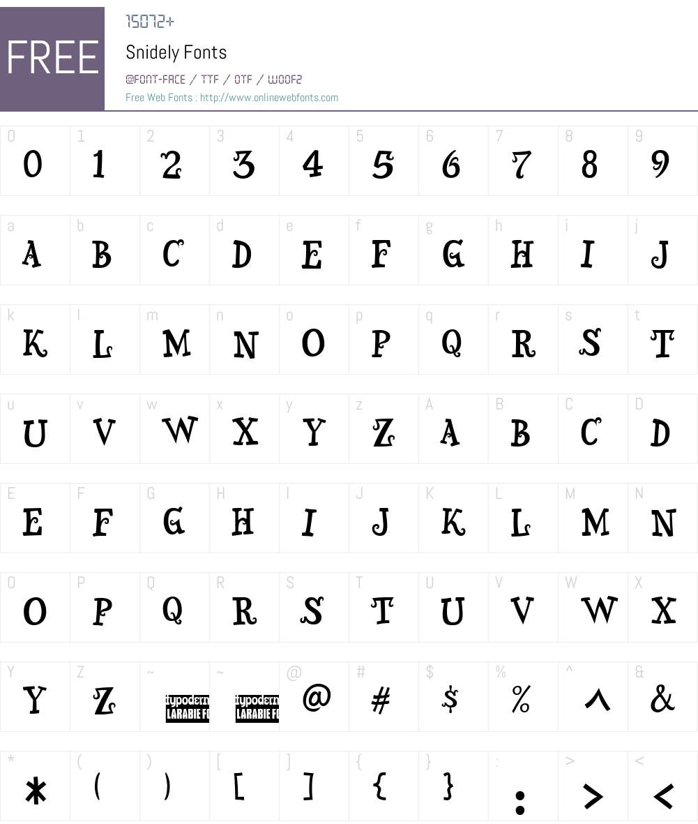 Snidely Font Screenshots
