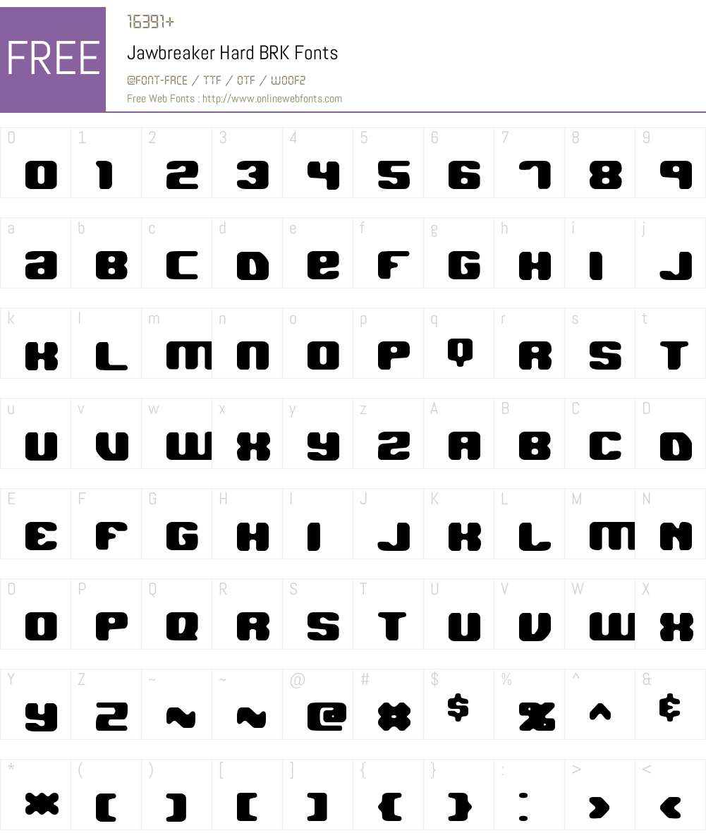 Jawbreaker Hard BRK Font Screenshots