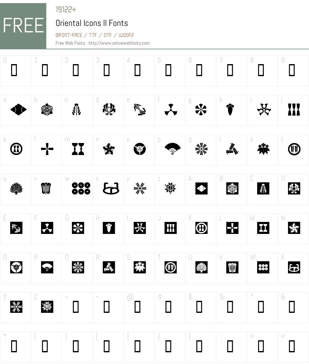 Oriental Icons II Font Screenshots