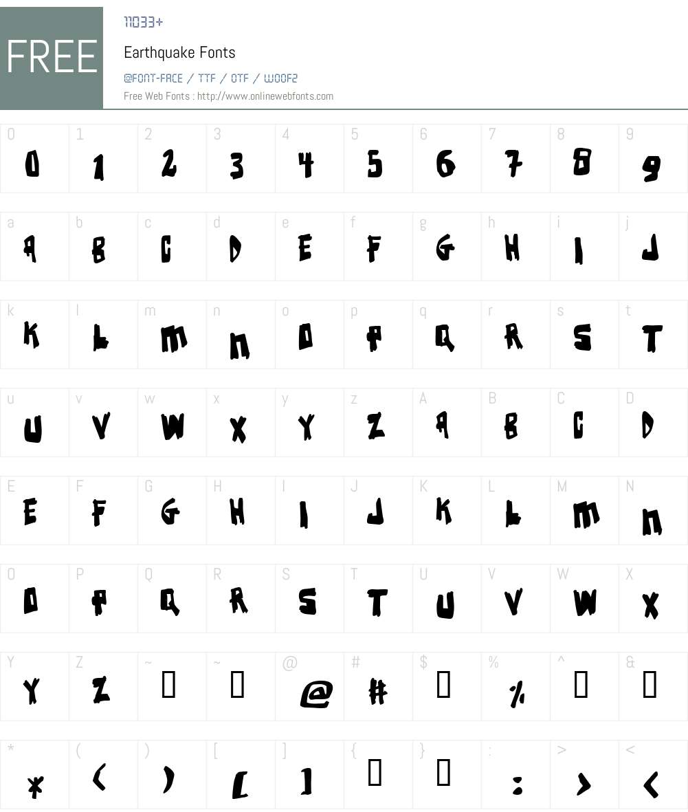 Earthquake Font Screenshots