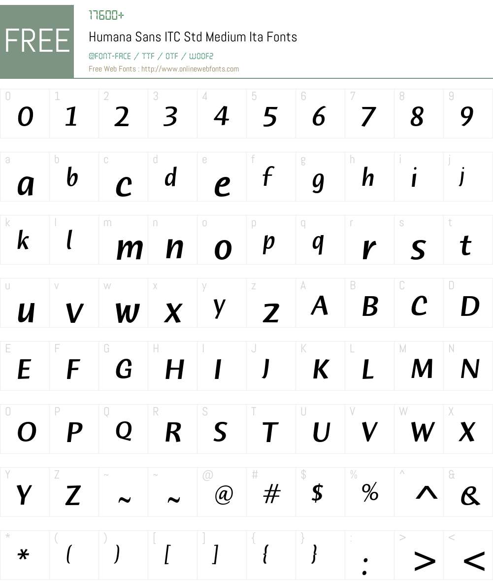 Humana Sans ITC Std Font Screenshots