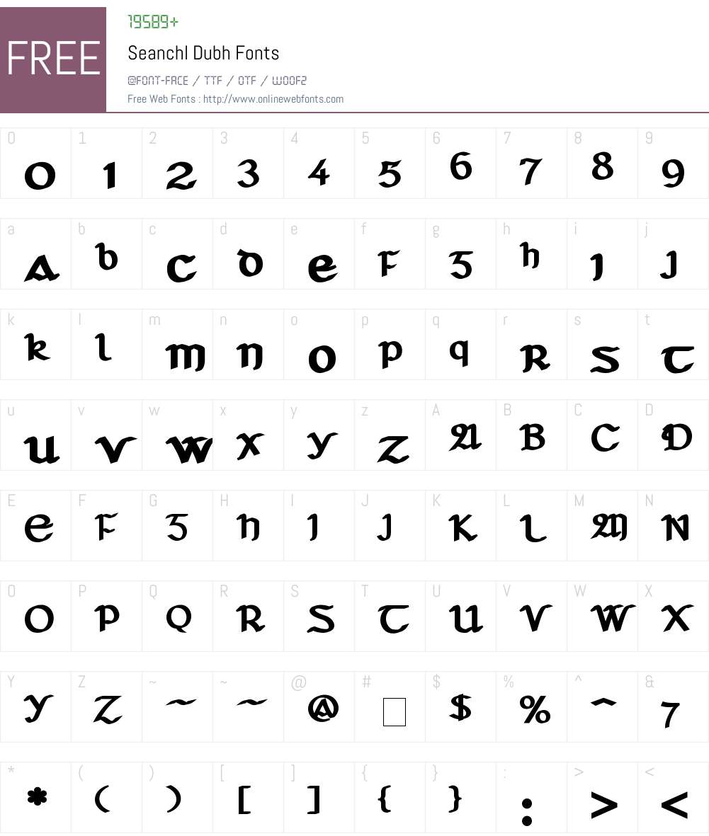 Seanchl Dubh Font Screenshots
