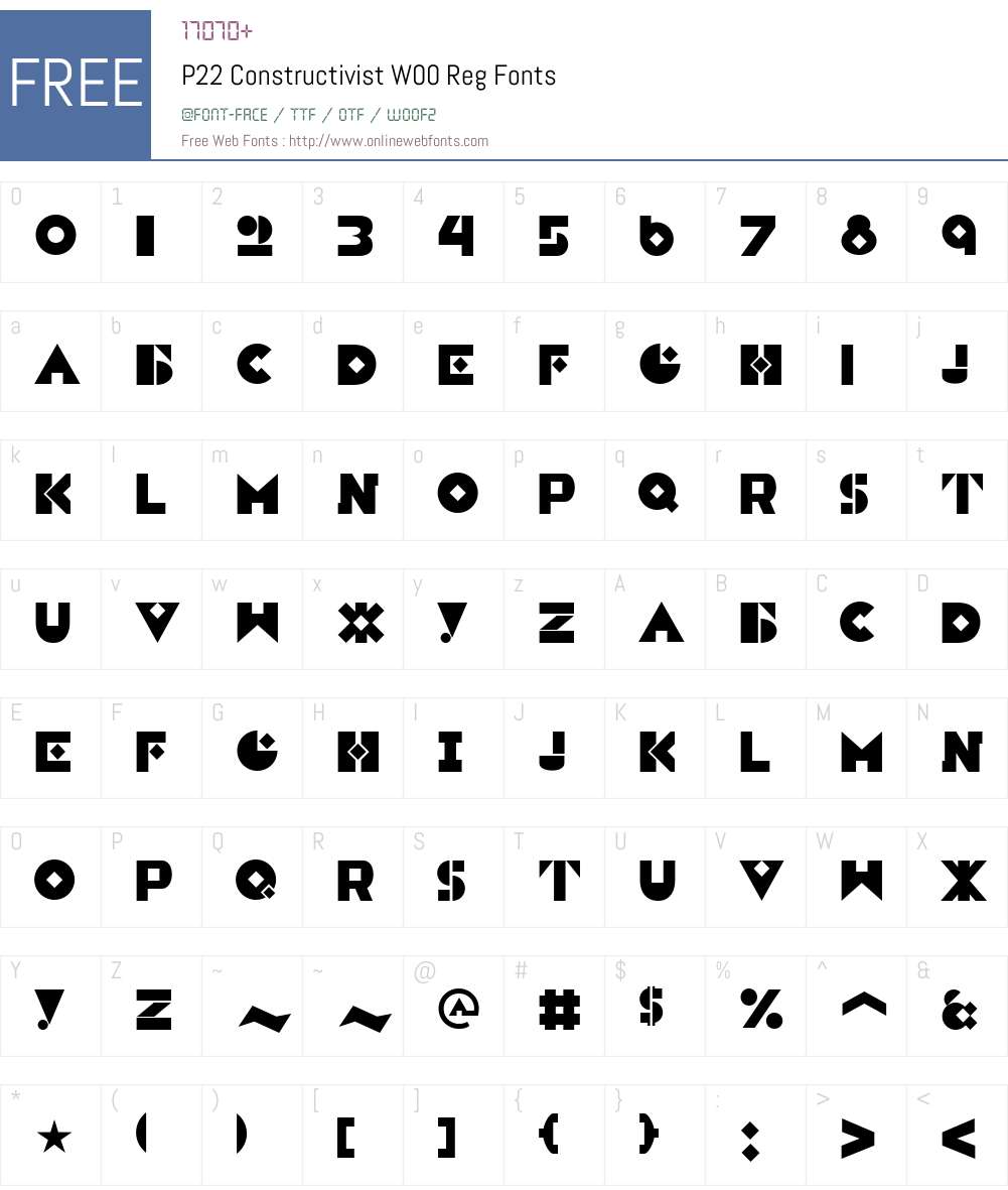 P22ConstructivistW00-Reg Font Screenshots