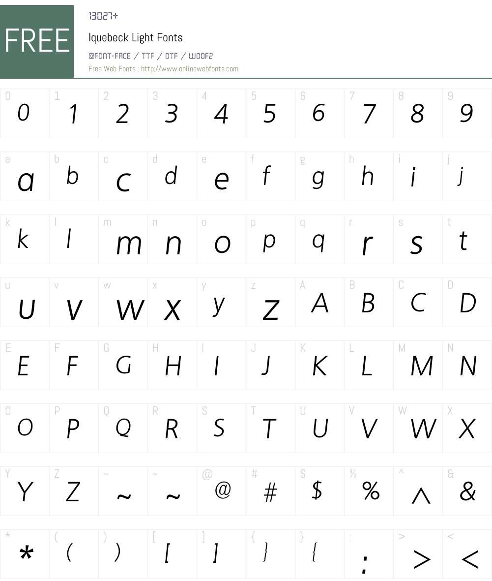 Iquebeck Font Screenshots