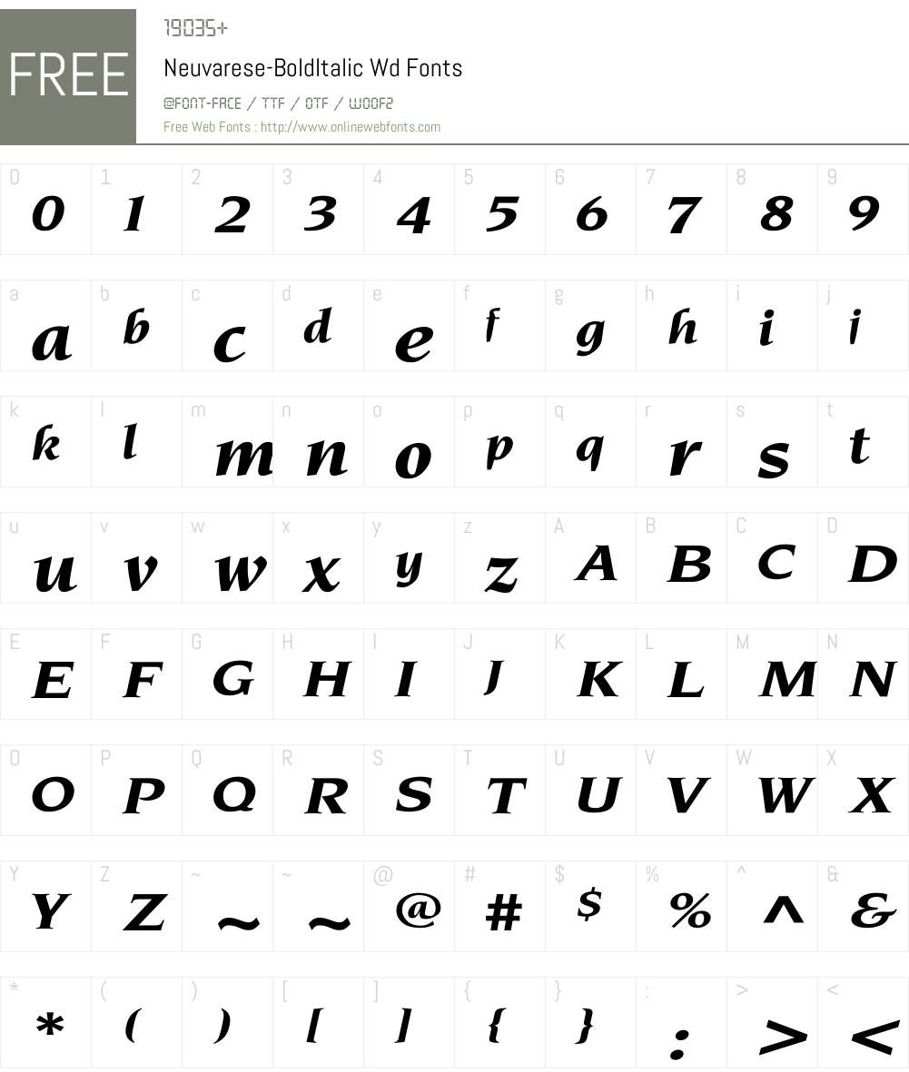 Neuvarese-BoldItalic Wd Font Screenshots