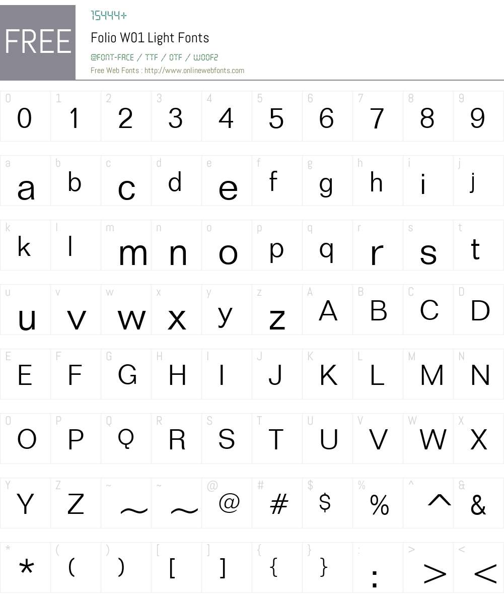 FolioW01-Light Font Screenshots