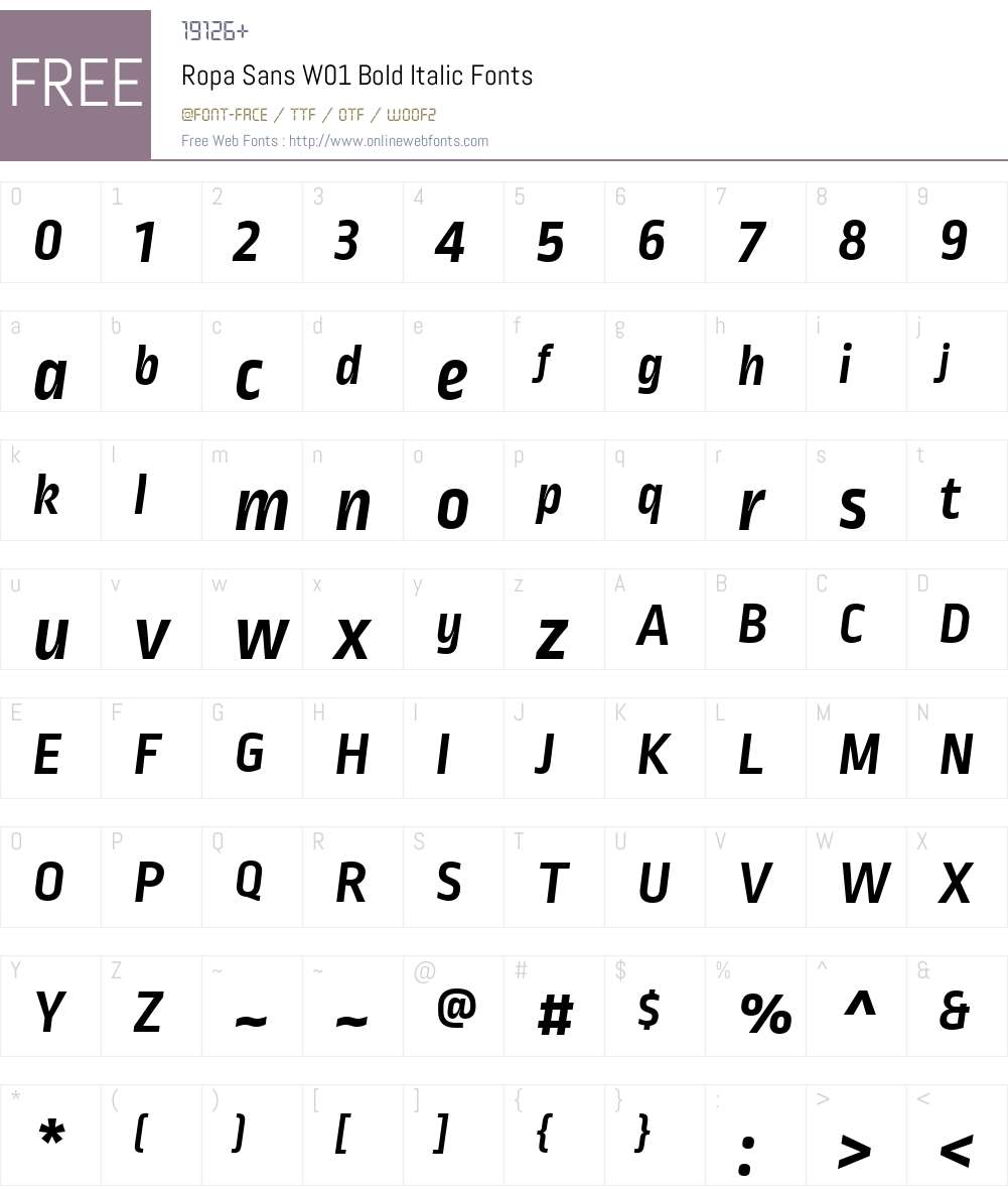 RopaSansW01-BoldItalic Font Screenshots