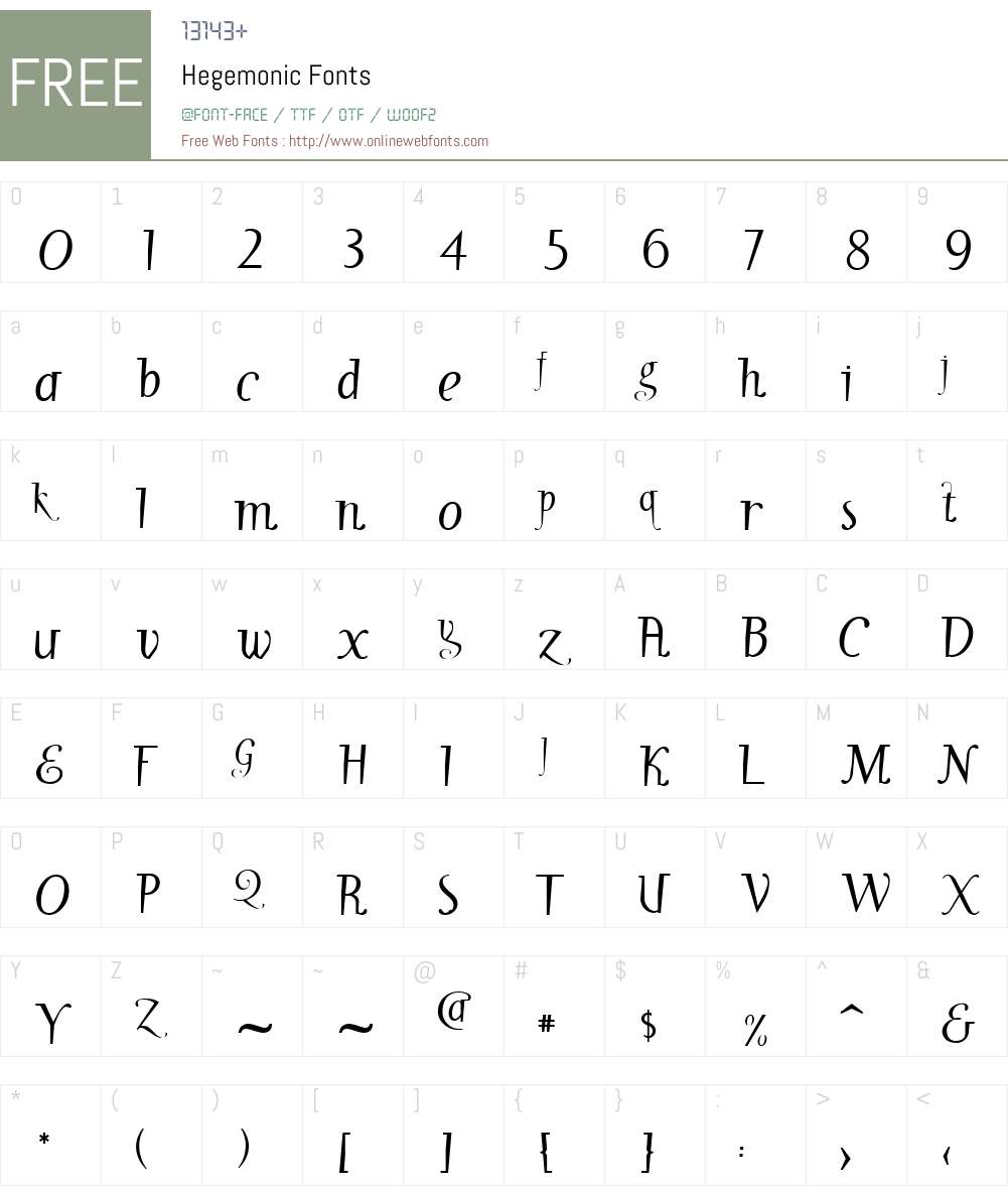 HegemonicW00-Reg Font Screenshots