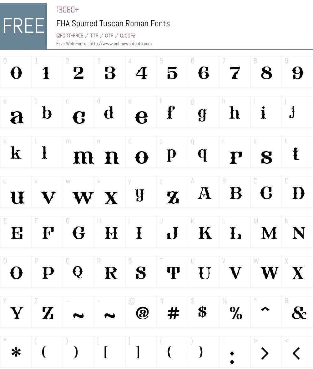 FHASpurredTuscanRoman Font Screenshots
