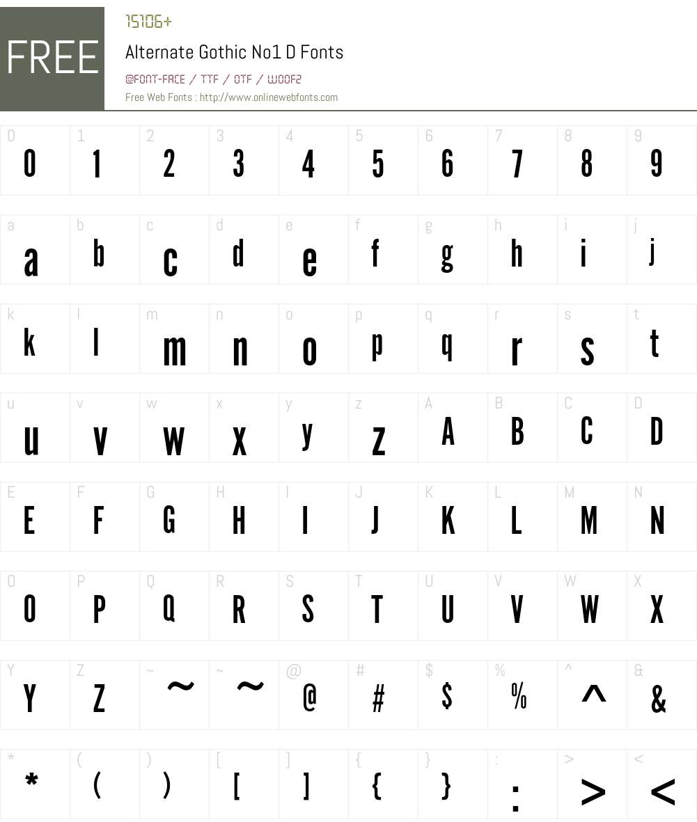 Alternate Gothic No1 D Font Screenshots