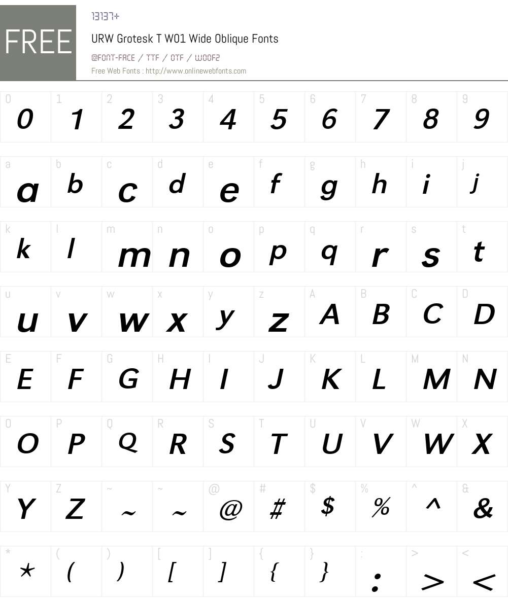 URWGroteskTW01-WideOblique Font Screenshots