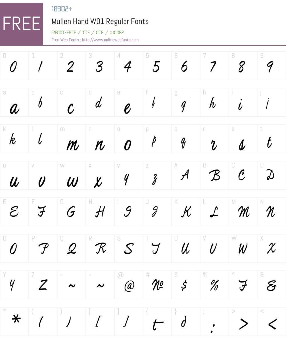 MullenHandW01-Regular Font Screenshots