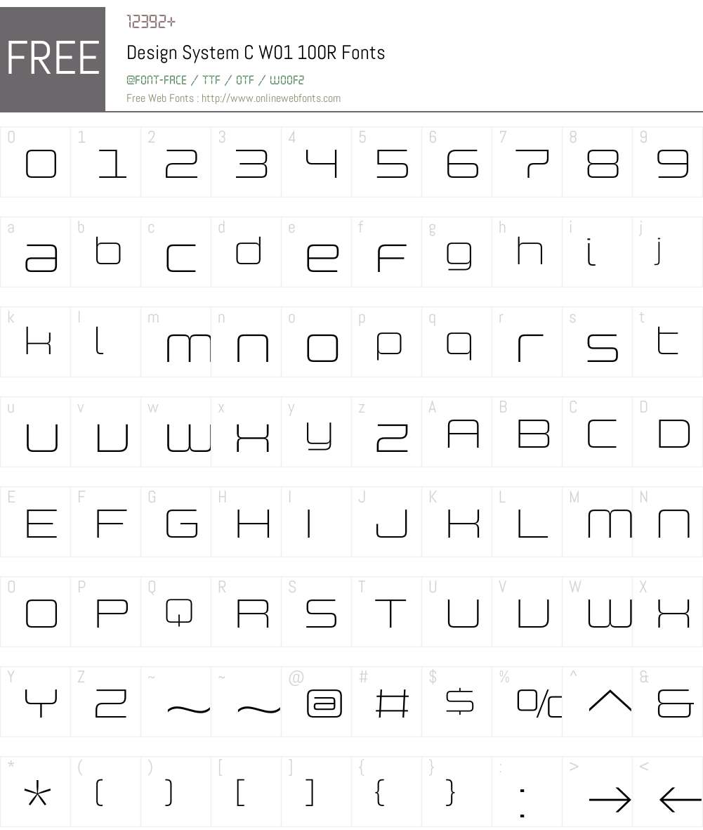 DesignSystemCW01-100R Font Screenshots