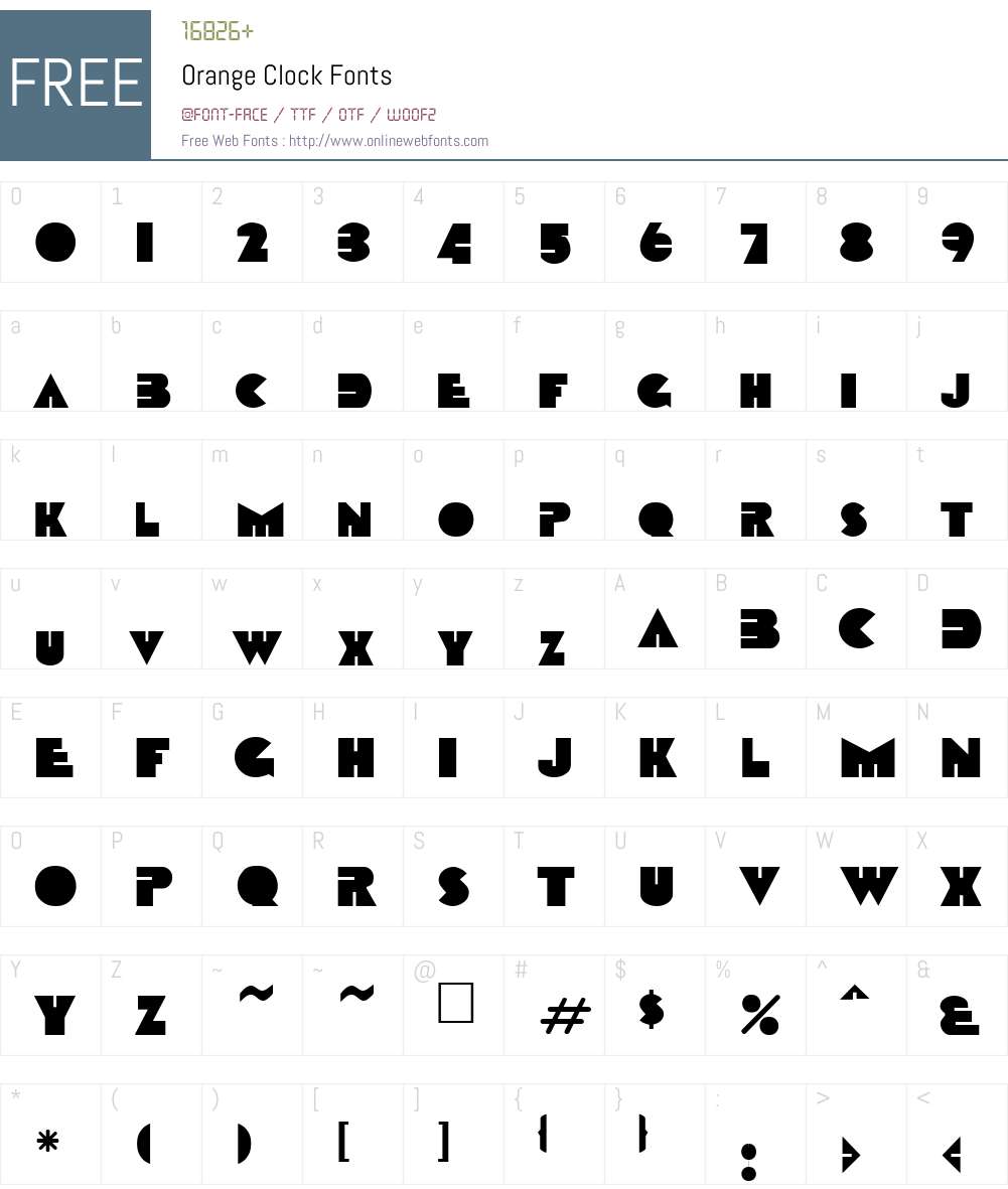 Orange Clock 1.0 Fonts Free Download