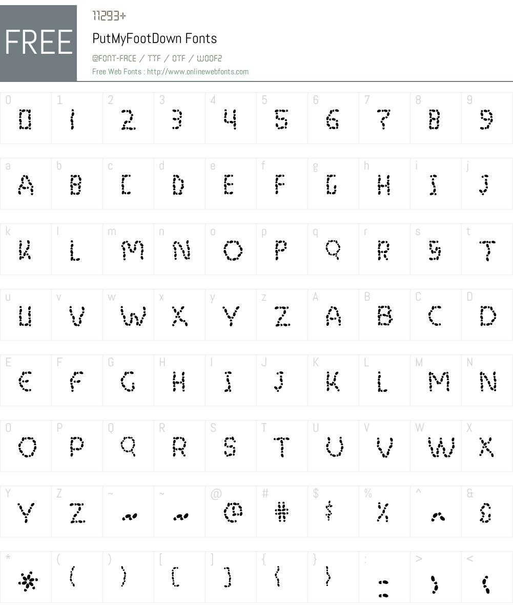 PutMyFootDown Font Screenshots