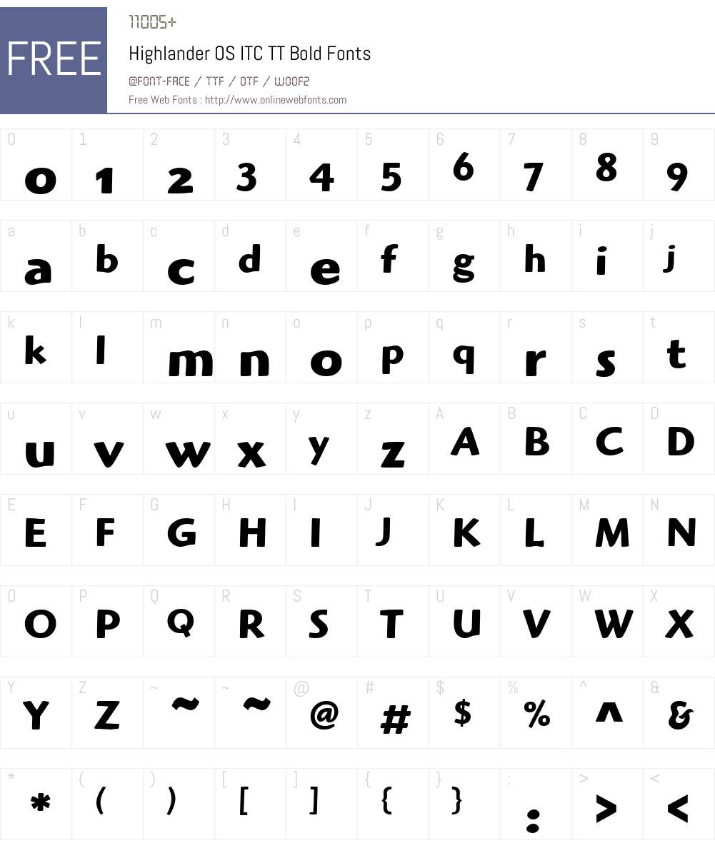 Highlander OS ITC TT Font Screenshots