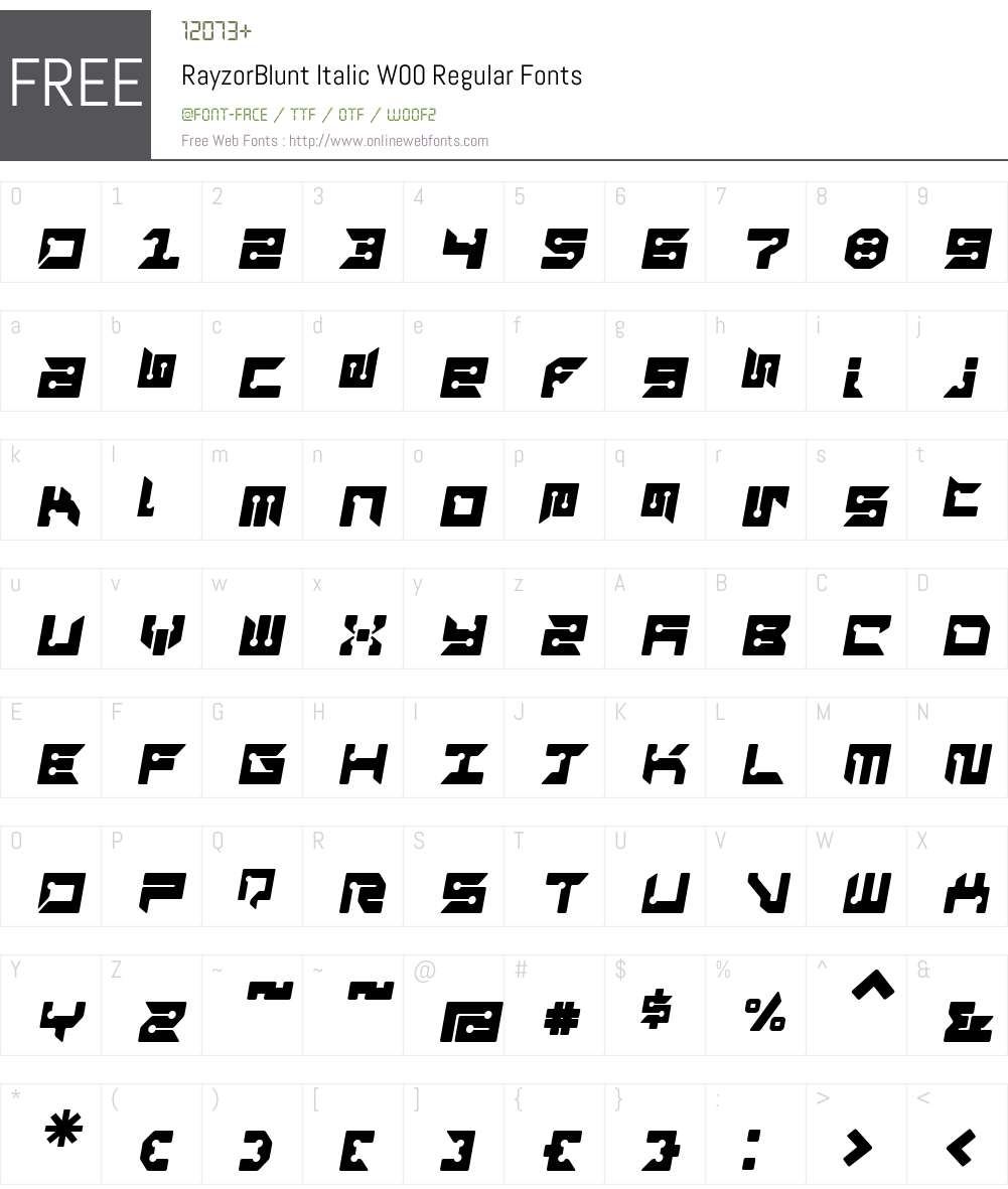RayzorBlunt Italic Font Screenshots