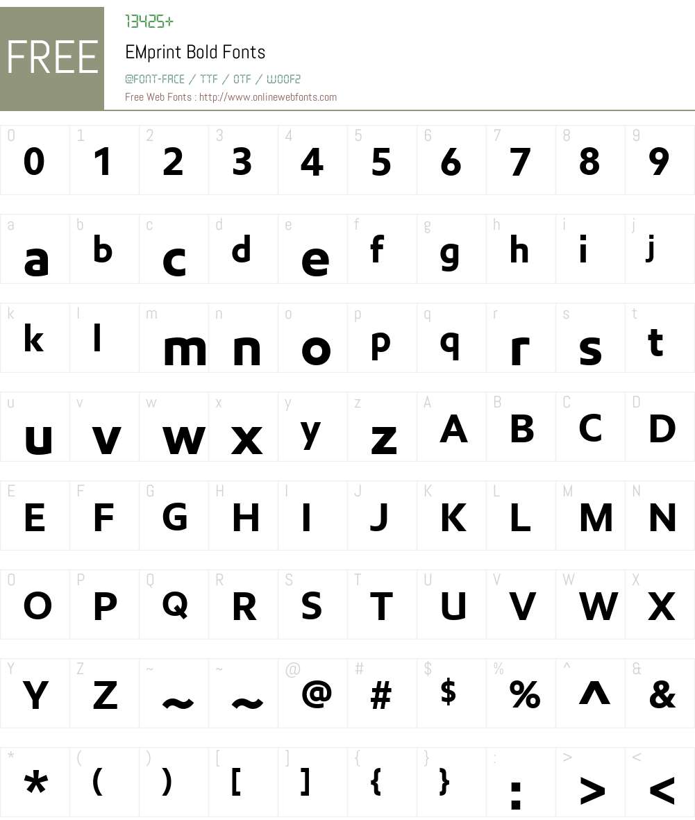EMprint Font Screenshots