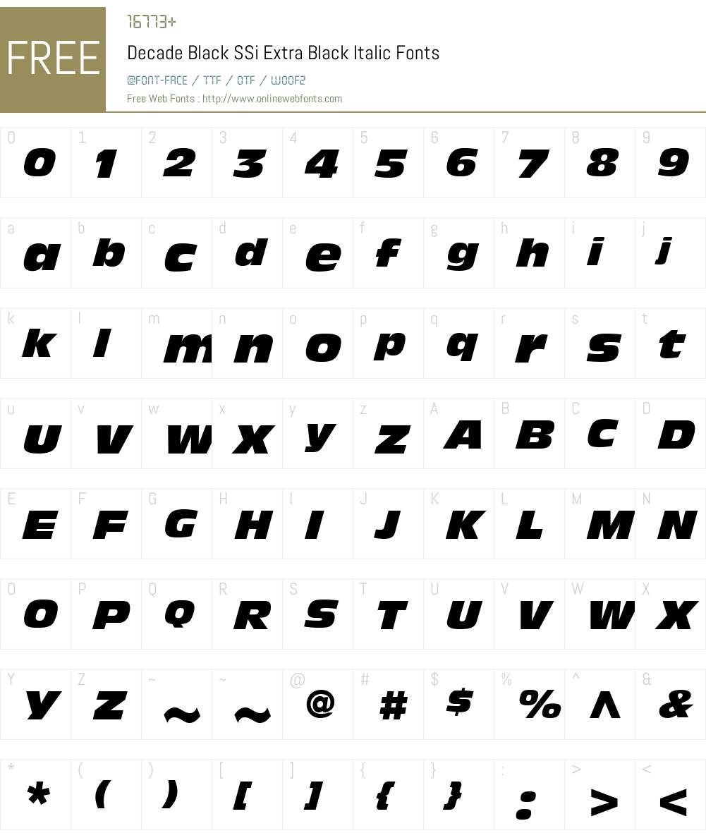 Decade Black SSi Font Screenshots