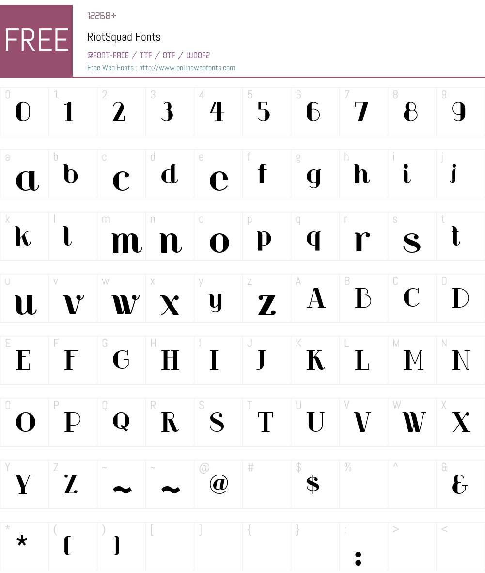 RiotSquad Font Screenshots