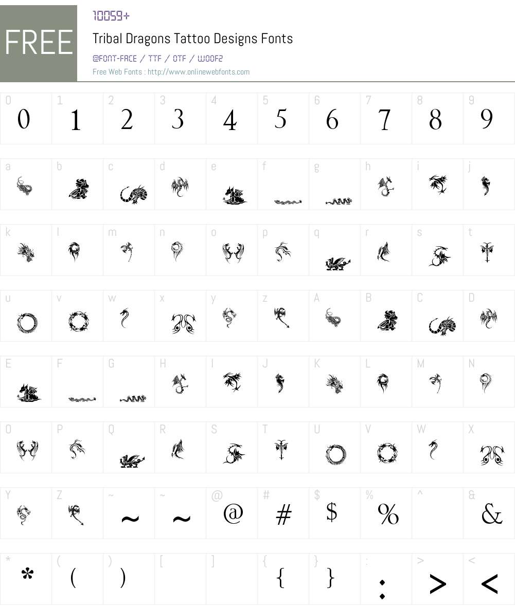 Tribal Dragons Tattoo Designs Font Screenshots