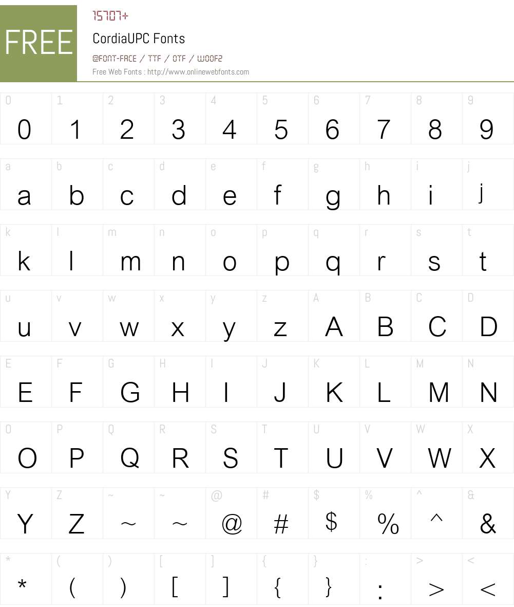 CordiaUPC Font Screenshots